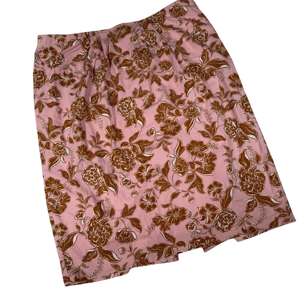 Lane Bryant Skirt Women 22 Pink Floral Cotton Blend Pencil 1134607 Casual Chic